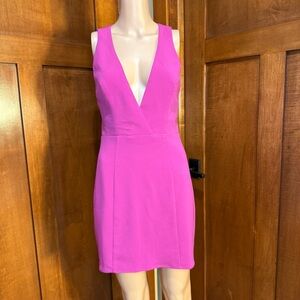 NBD X NAVEN Pink Bodycon Mini Dress with Plunge Neckline for Night Out